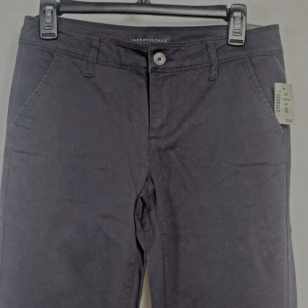 Aeropostale Womens Size 4 Regular Black Stretch Twill Classic Low Rise Pants NWT